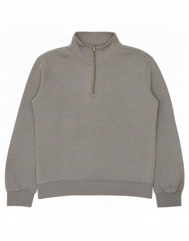 Marks & Spencer Mens Zip Neck Sweatshirt Jumper Small Grey Cotton