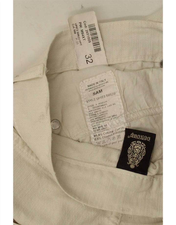 Dondup Mens Slim Casual Trousers W32 L32 White Cotton