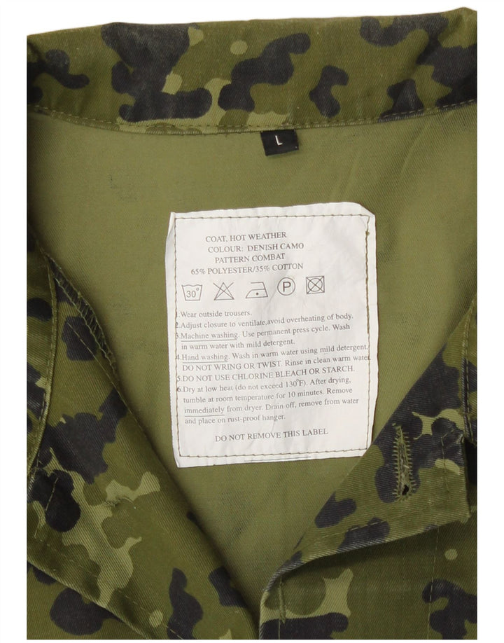 Vintage Mens Military Jacket UK 40 Large Green Camouflage Polyester