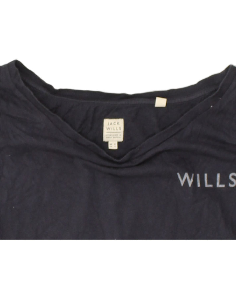 JACK WILLS Womens Crop T-Shirt Top UK 8 Small Navy Blue Cotton | Vintage Jack Wills | Thrift | Second-Hand Jack Wills | Used Clothing | Messina Hembry 