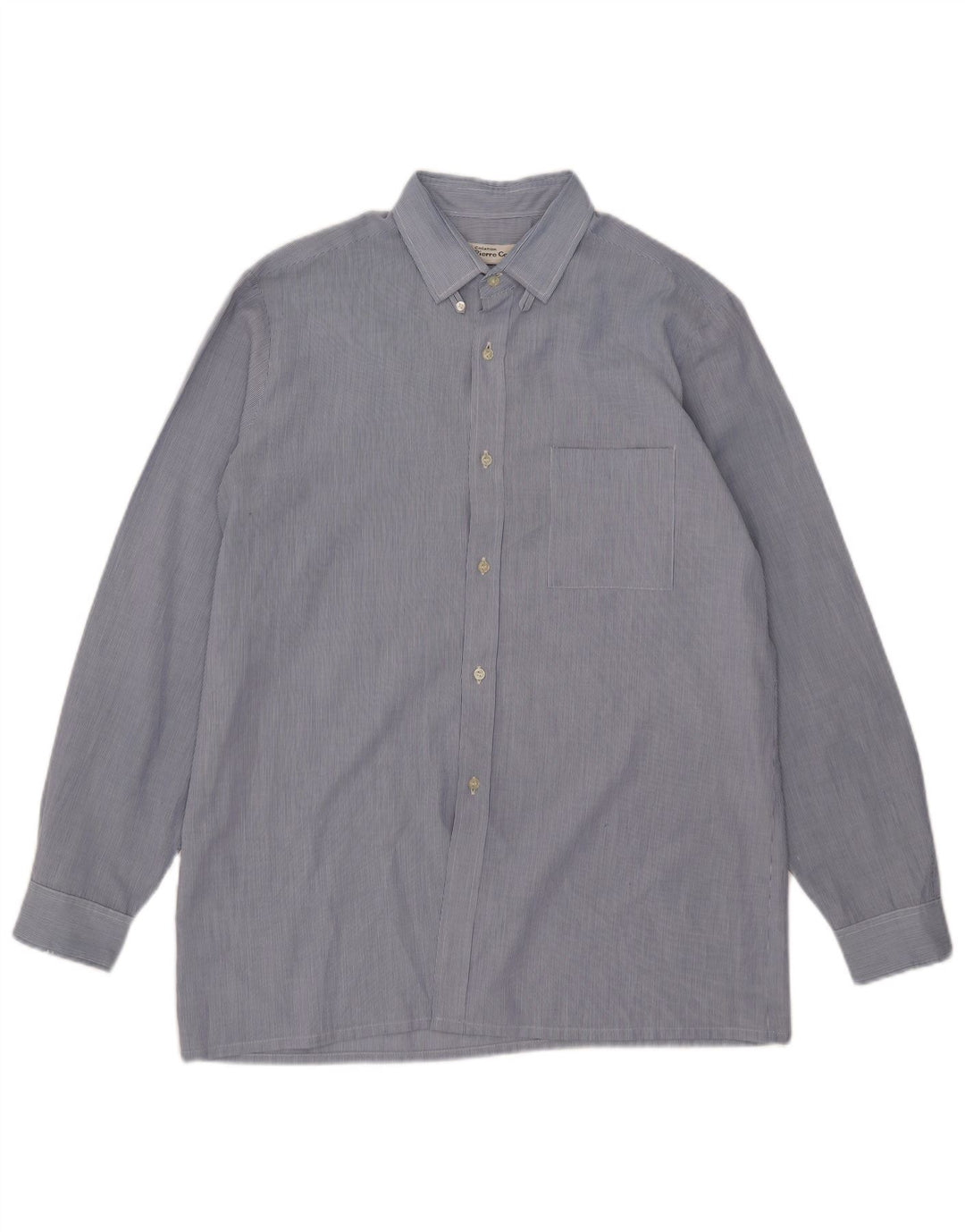 Pierre Cardin Mens Shirt Medium Blue Pinstripe Polyester