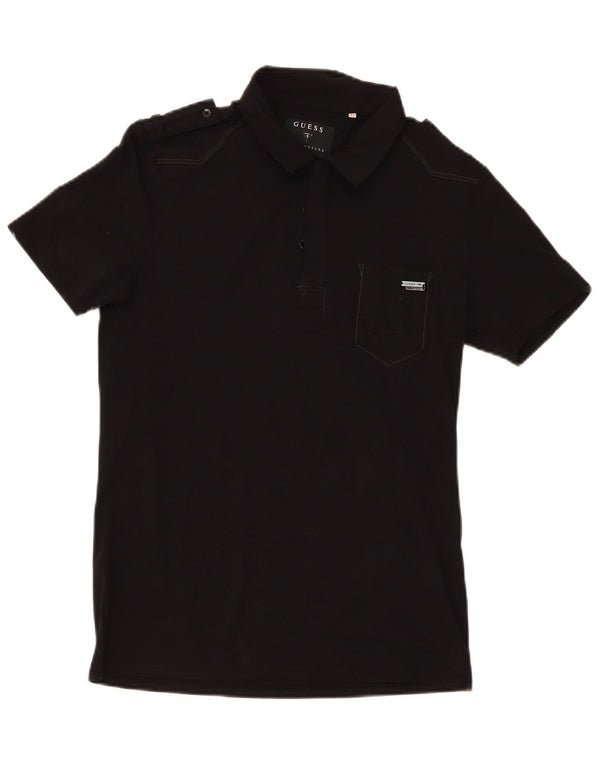 Guess Mens Military Polo Shirt UK 34 XS Black Cotton