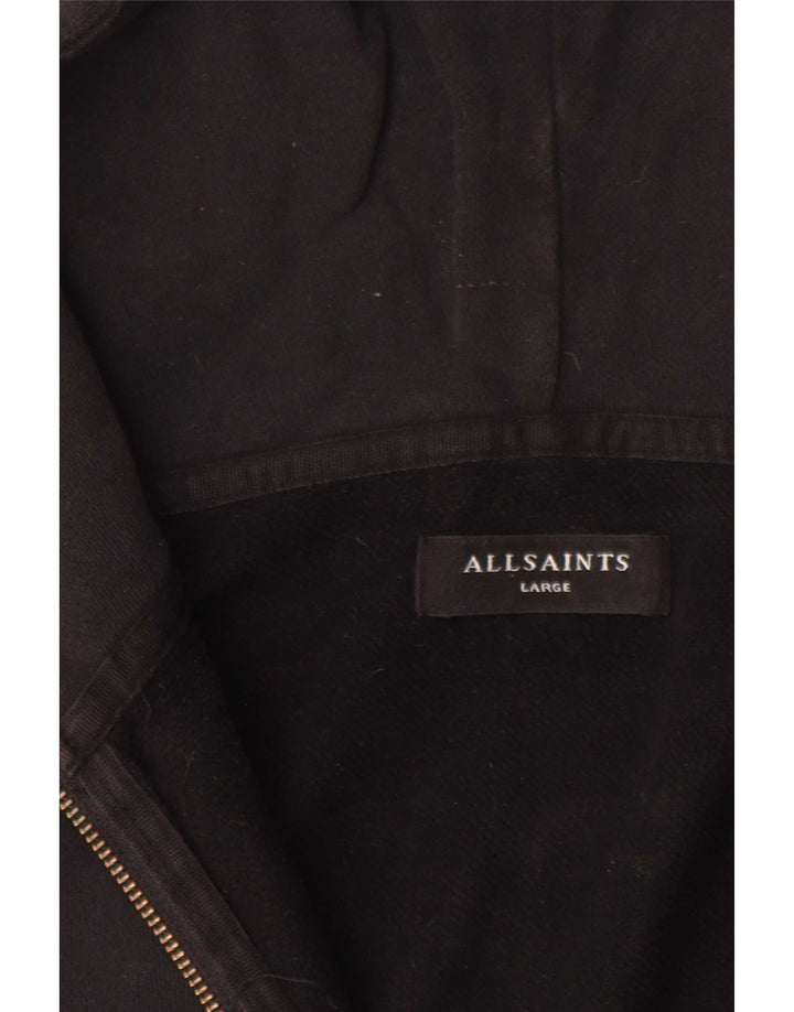 All Saints Mens Zip Hoodie Sweater Large Black