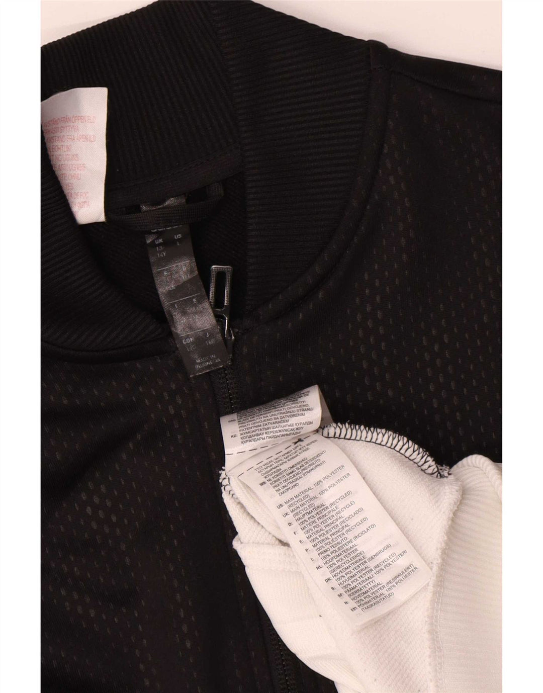 Adidas Boys Tracksuit Top Jacket 13-14 Years Black Colourblock Polyester
