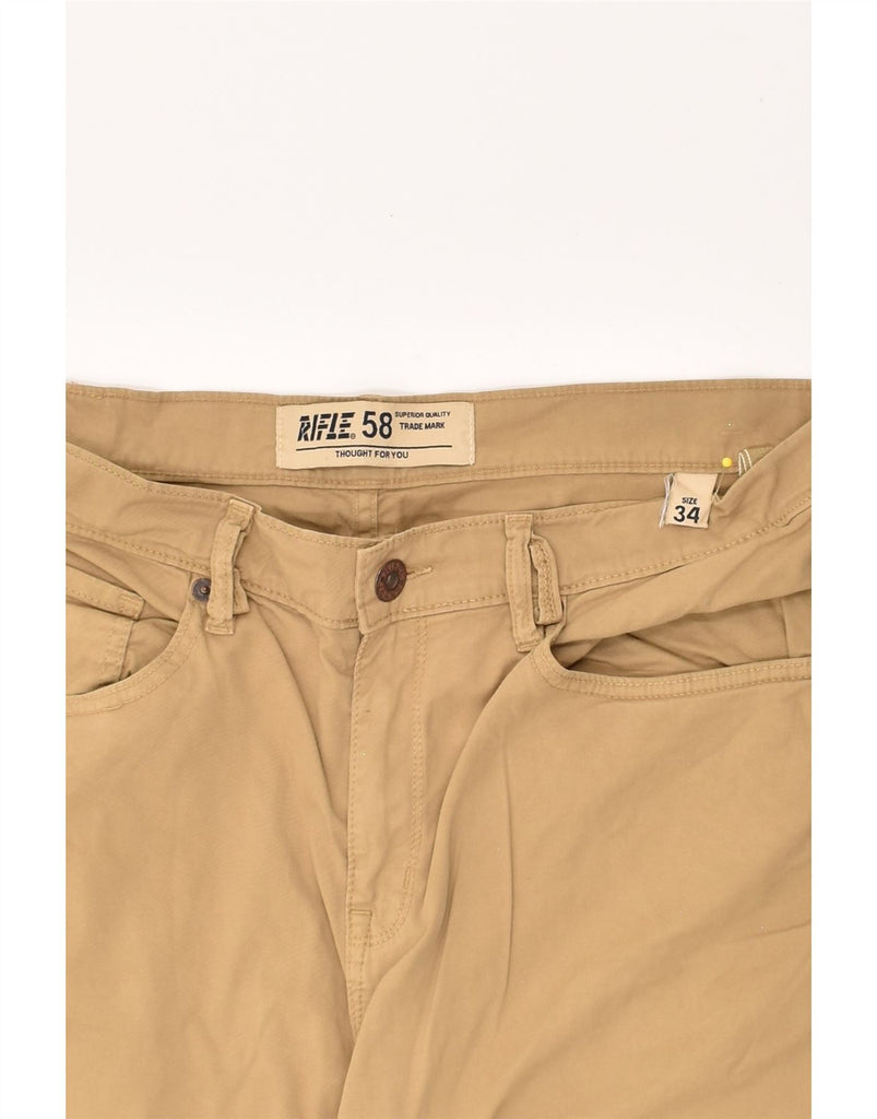 RIFLE Mens Straight Casual Trousers W34 L30  Brown Cotton | Vintage Rifle | Thrift | Second-Hand Rifle | Used Clothing | Messina Hembry 