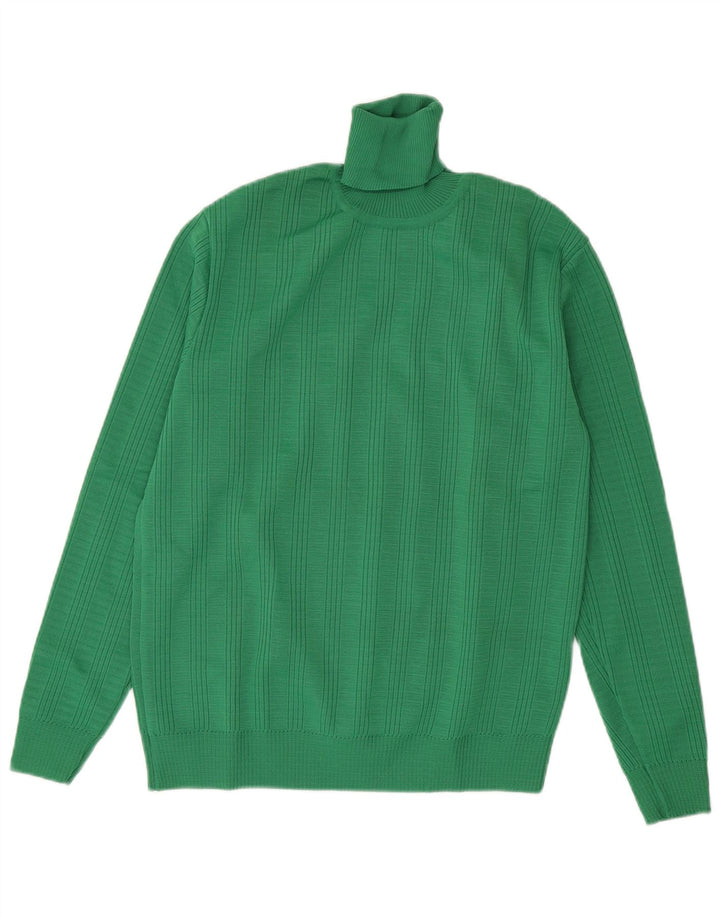 Vintage Mens Roll Neck Jumper Sweater IT 50 Medium Green