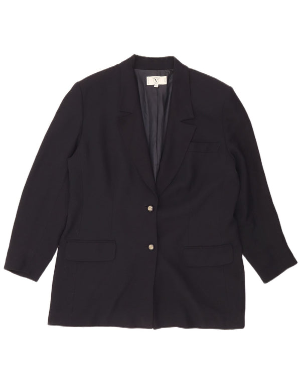 Valentino Womens 2 Button Blazer Jacket IT 50 XL Navy Blue Viscose