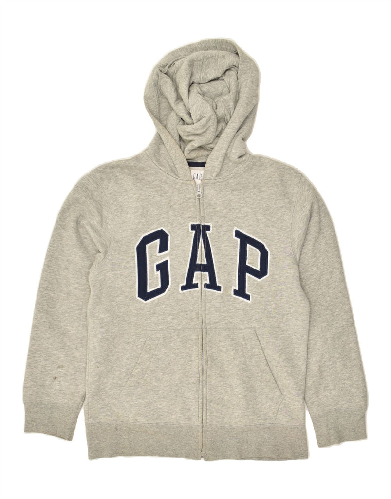 GAP Boys Graphic Zip Hoodie Sweater 11-12 Years XL Grey Flecked Cotton | Vintage Gap | Thrift | Second-Hand Gap | Used Clothing | Messina Hembry 