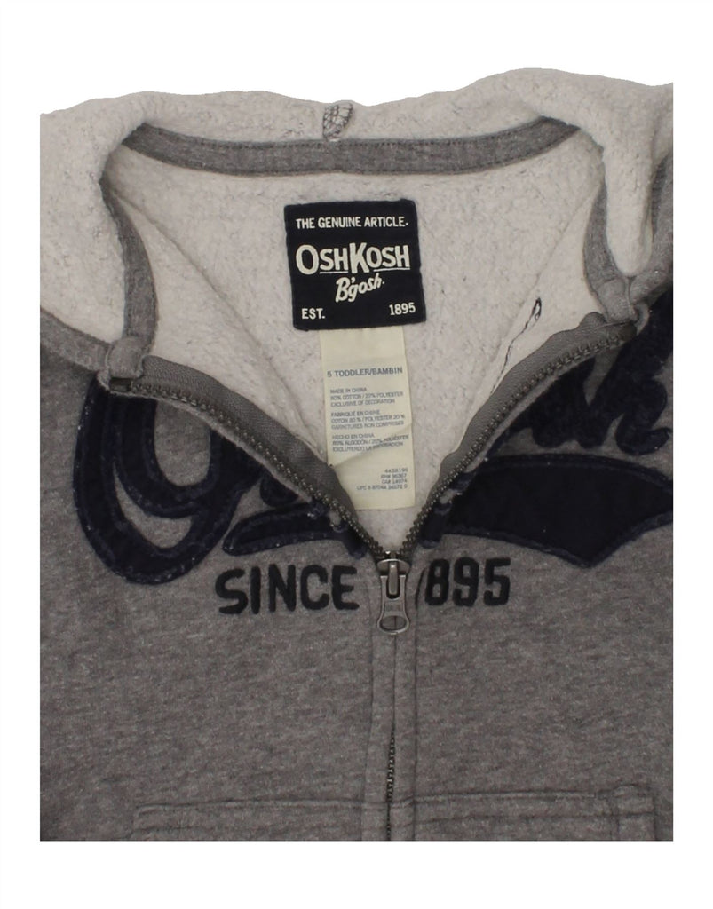 OSH KOSH Boys Graphic Zip Hoodie Sweater 4-5 Years Grey Cotton | Vintage Osh Kosh | Thrift | Second-Hand Osh Kosh | Used Clothing | Messina Hembry 