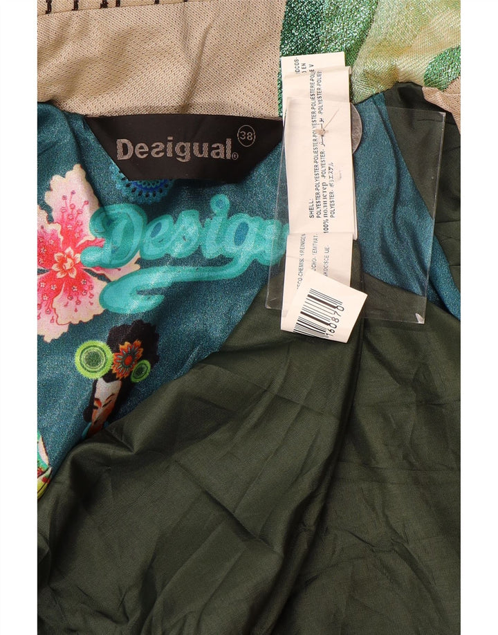 Desigual Womens Graphic Trench Coat EU 38 Medium Beige Geometric Polyester