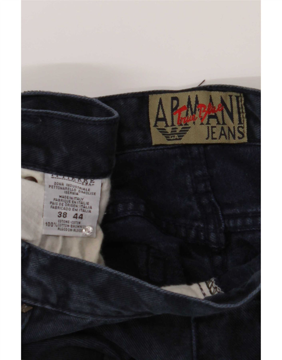 Armani Mens Straight Jeans W38 L30 Navy Blue Cotton