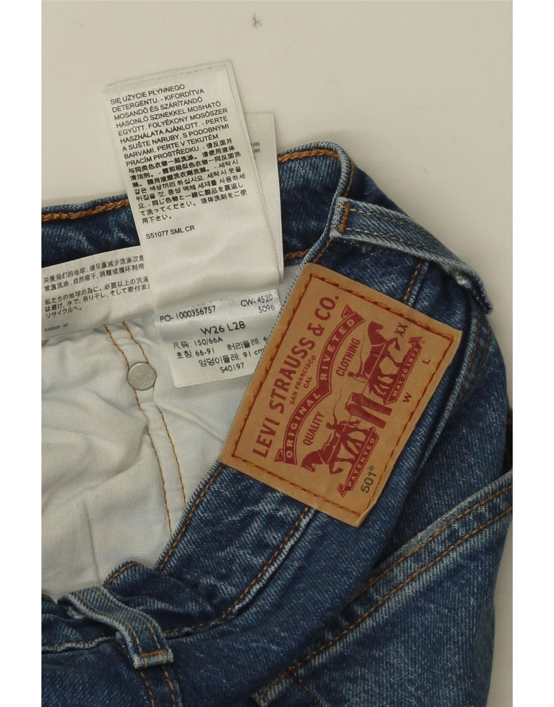 Levi's Womens 501 Straight Jeans W26 L28 Blue Cotton