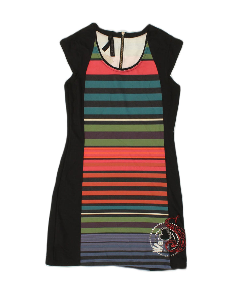 DESIGUAL Womens Sheath Dress UK 10 Small Black Striped | Vintage Desigual | Thrift | Second-Hand Desigual | Used Clothing | Messina Hembry 