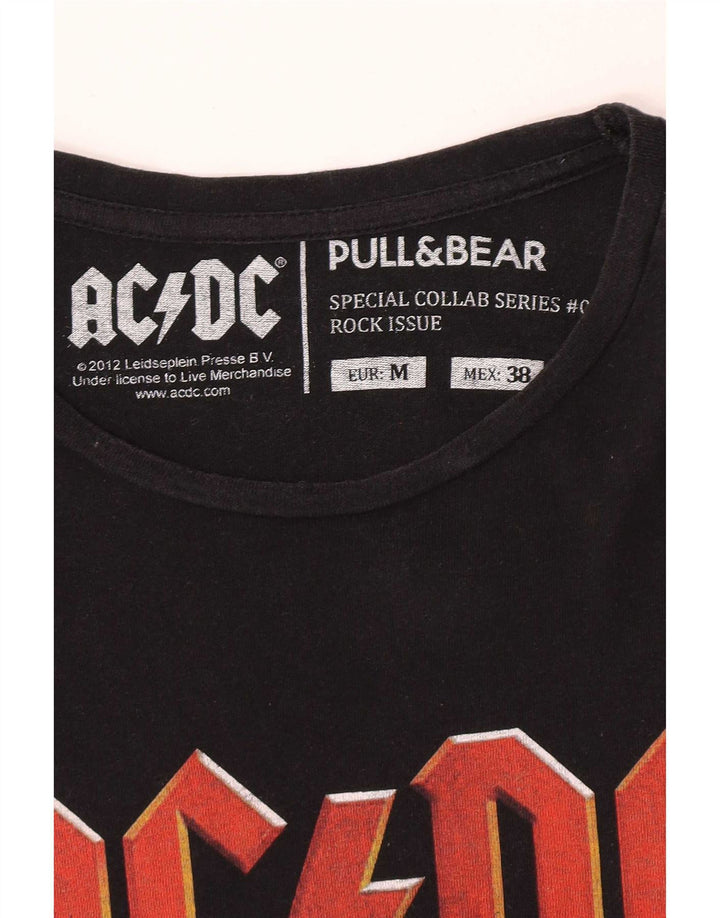 Pull & Bear Mens Graphic T-Shirt Top Medium Black