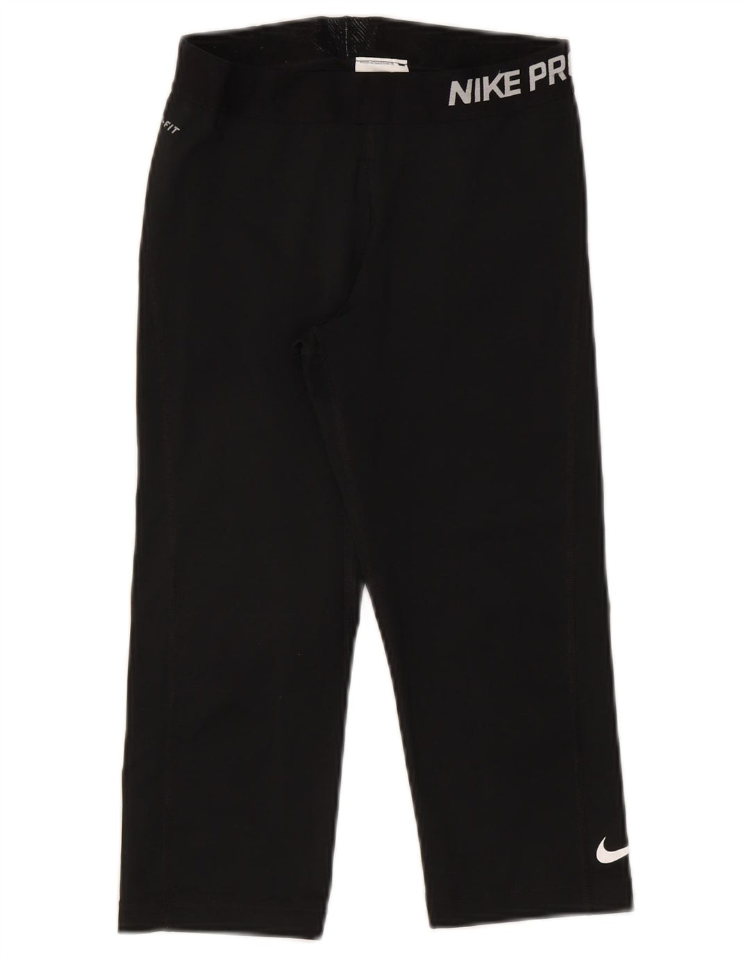 Nike Womens Dri Fit Graphic Capri Leggings UK 12 Medium  Black Polyester