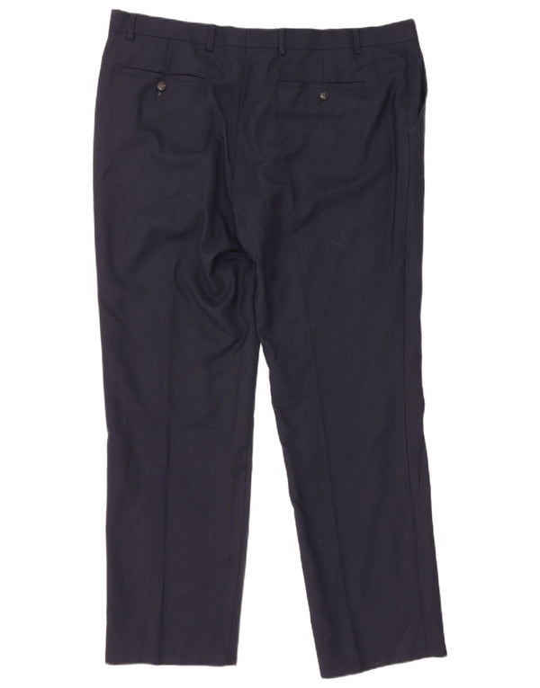 Marks & Spencer Mens Straight Suit Trousers W40 L31 Navy Blue Wool