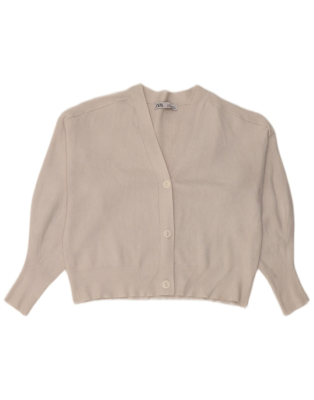 Zara Womens Crop Cardigan Sweater UK 14 Medium White