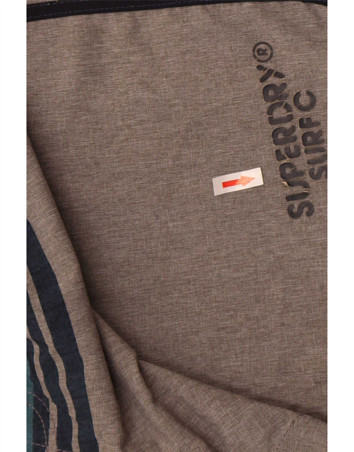 Superdry Mens Graphic Regular Swimming Shorts Large Grey Striped Polyester