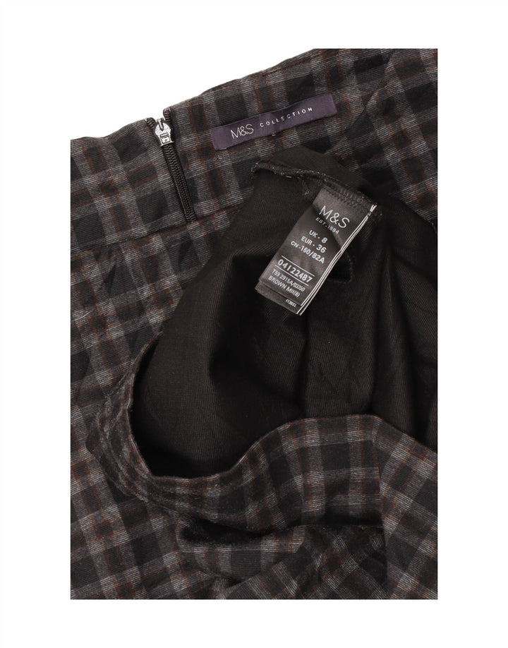 Marks & Spencer Womens 3/4 Sleeve Blouse Top UK 8 Small Grey Check