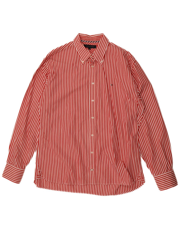 Tommy Hilfiger Mens Shirt XL Red Pinstripe Cotton