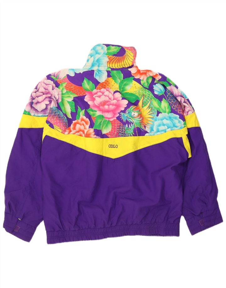 ODLO Womens Oversized Anorak Jacket EU 36 Small Purple Floral Polyester