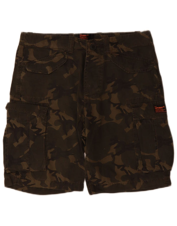 SUPERDRY Mens Cargo Shorts W29 Small Khaki Camouflage Cotton