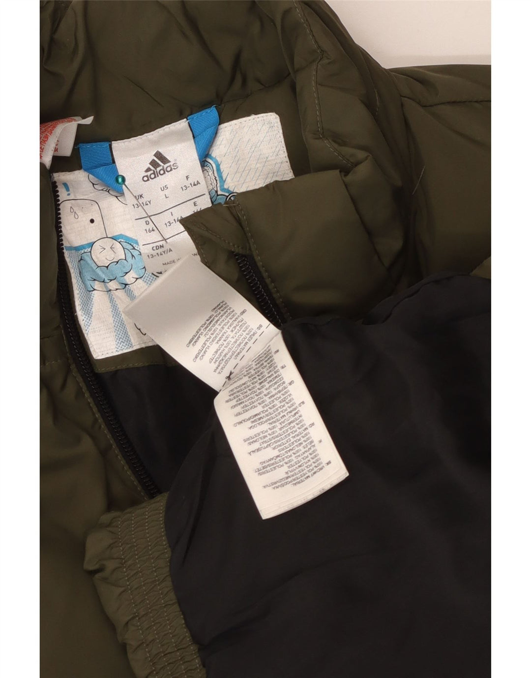 Adidas Boys Padded Jacket 13-14 Years Khaki Polyester