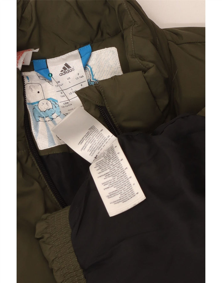 Adidas Boys Padded Jacket 13-14 Years Khaki Polyester