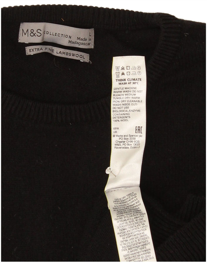 Marks & Spencer Mens Crew Neck Jumper Sweater Large Black Lambswool