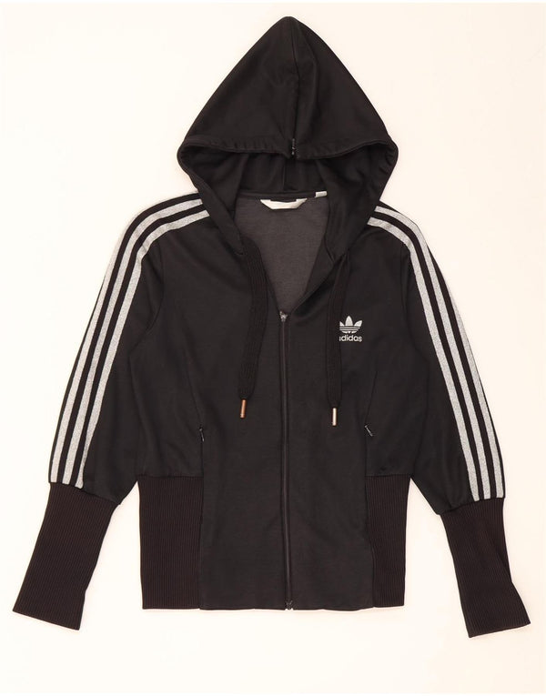 Adidas Womens Zip Hoodie Sweater UK 18 XL Black Polyester