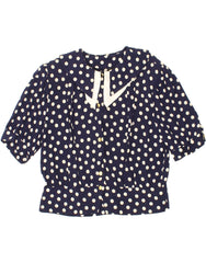 C&A Womens Short Sleeve Shirt Blouse UK 16 Large Navy Blue Spotted