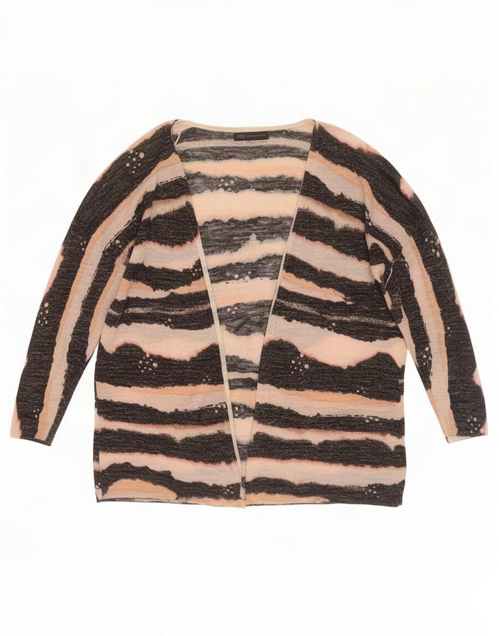 Marks & Spencer Womens Oversized Cardigan Sweater UK 16 Large Black Striped