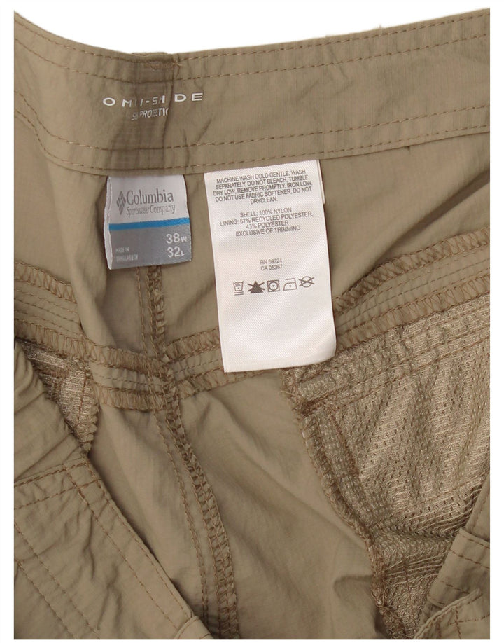 COLUMBIA Mens Omni-Shade Straight Cargo Trousers W38 L32 Beige Nylon