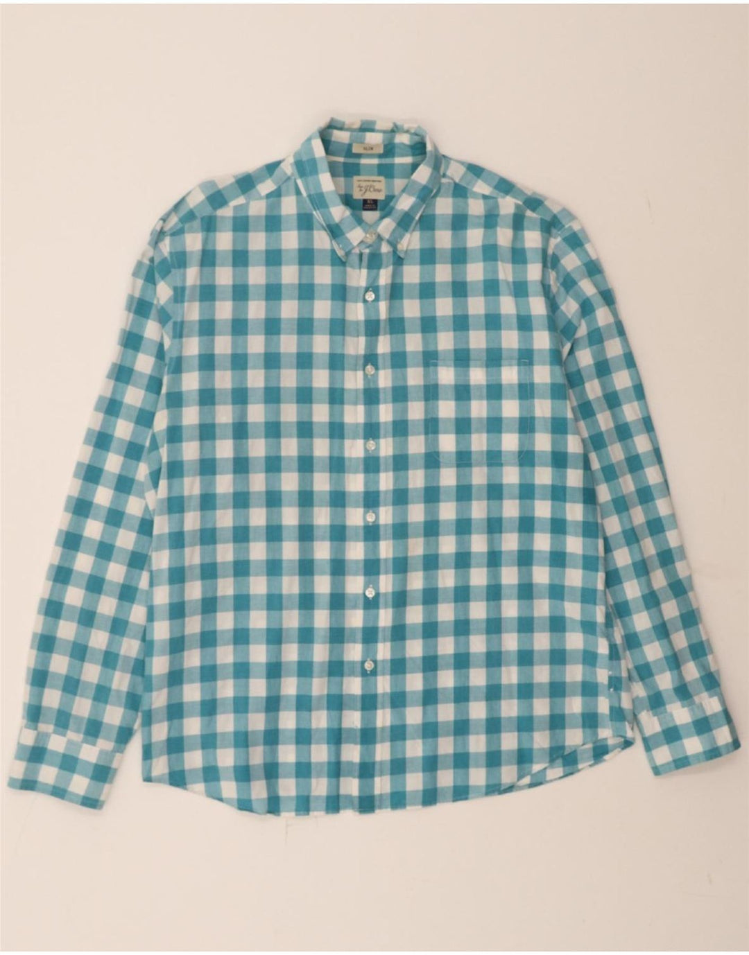 J. CREW Mens Slim Shirt XL Blue Gingham Cotton Vintage J. Crew and Second-Hand J. Crew from Messina Hembry 