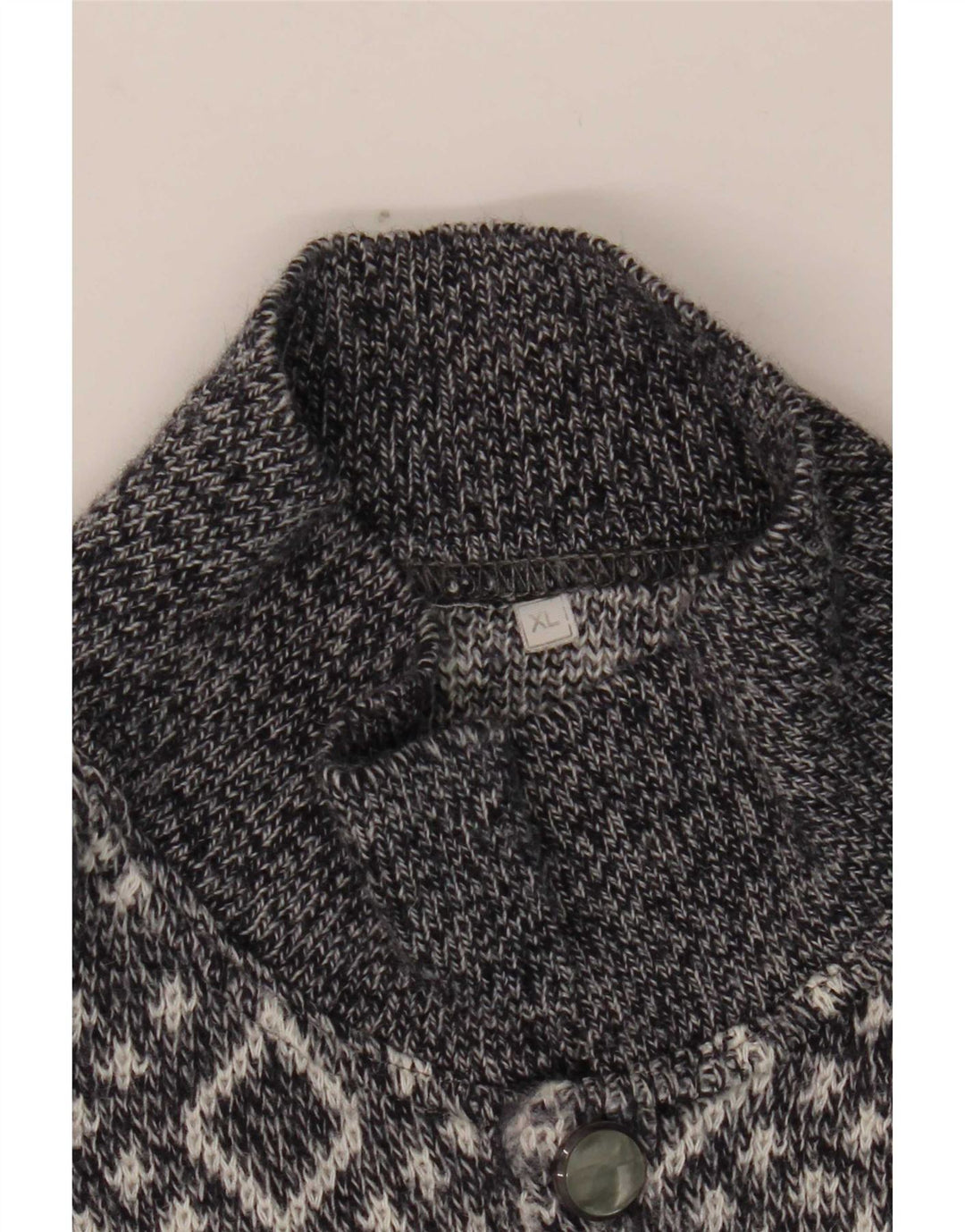 Vintage Mens Polo Neck Jumper Sweater XL Grey Argyle/Diamond