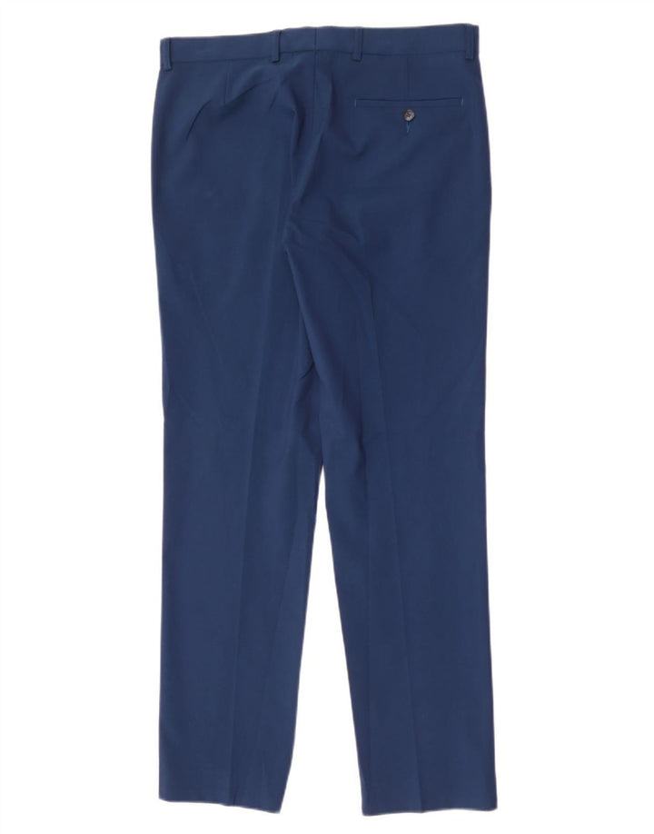Marks & Spencer Mens Slim Suit Trousers W32 L31 Blue Polyester