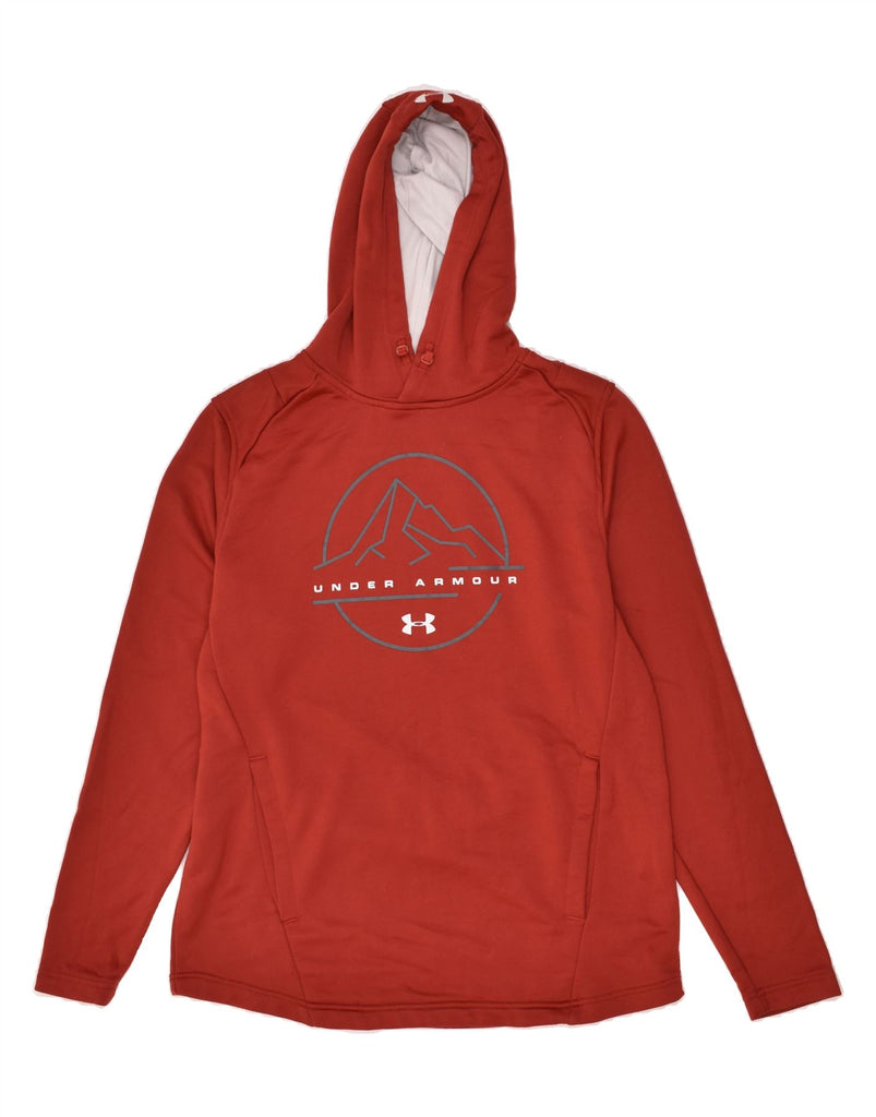 UNDER ARMOUR Mens Graphic Hoodie Jumper Large Red Polyester | Vintage Under Armour | Thrift | Second-Hand Under Armour | Used Clothing | Messina Hembry 