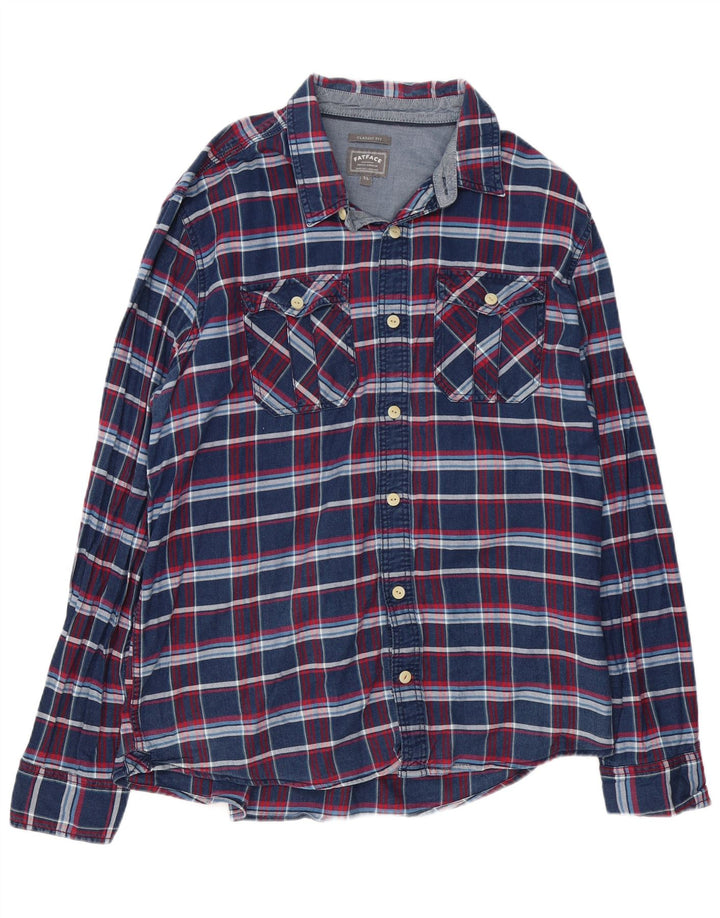 Fat Face Mens Classic Fit Flannel Shirt XL Blue Check Cotton