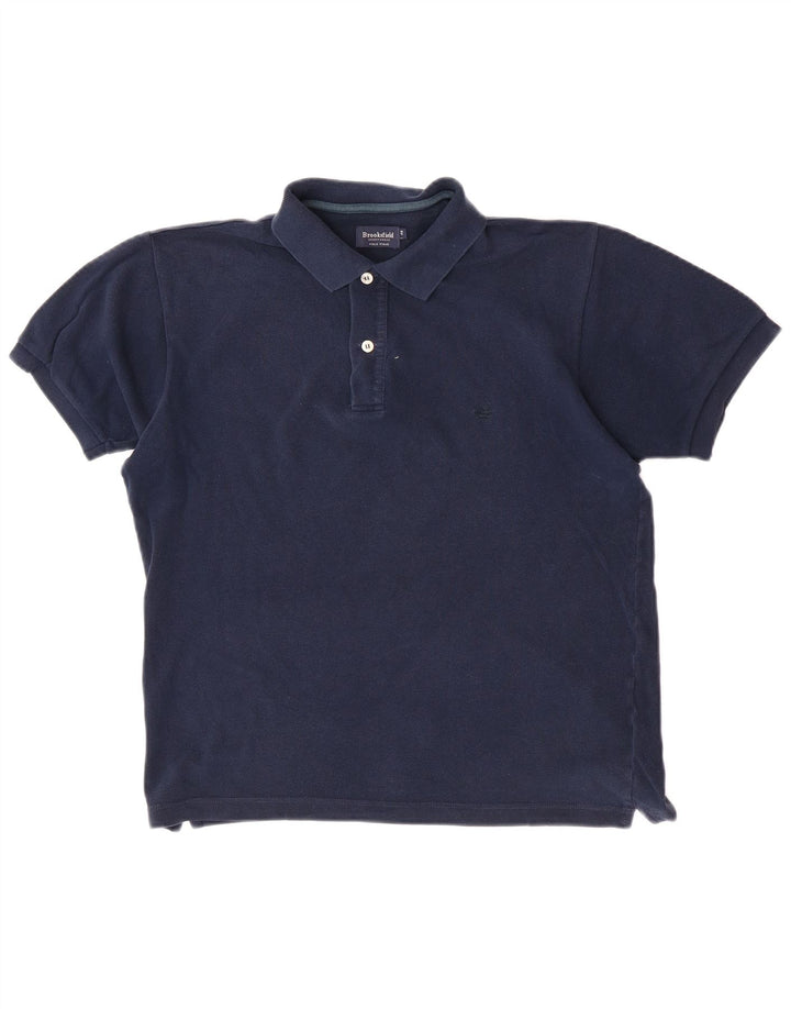 Brooksfield Mens Polo Shirt IT 48 Medium Navy Blue Cotton