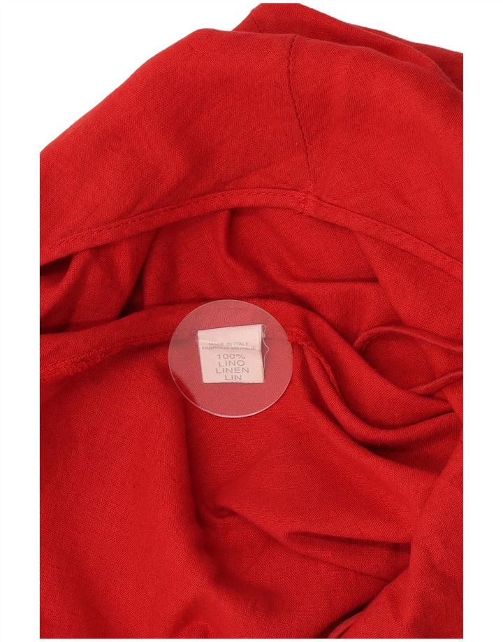 Vintage Womens Slip Dress UK 12 Medium Red Linen
