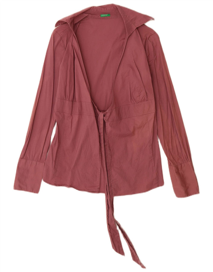 Benetton Womens Shirt Blouse UK 8 Small Pink