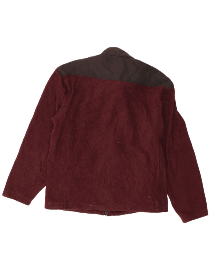 Champion Mens Fleece Jacket UK 40 Large Maroon Colourblock Polyester