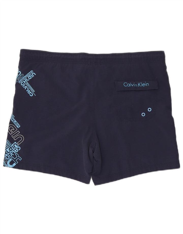 Calvin Klein Mens Graphic Swimming Shorts Medium  Navy Blue Nylon