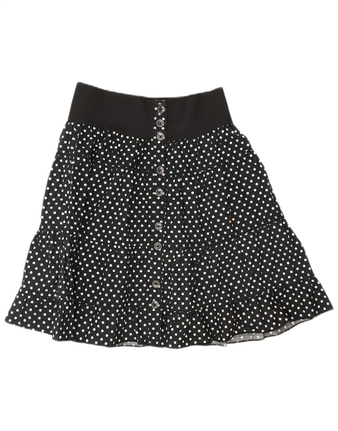 Okay Womens Regular A-Line Skirt EU 36 Small W25 Black Polka Dot Cotton