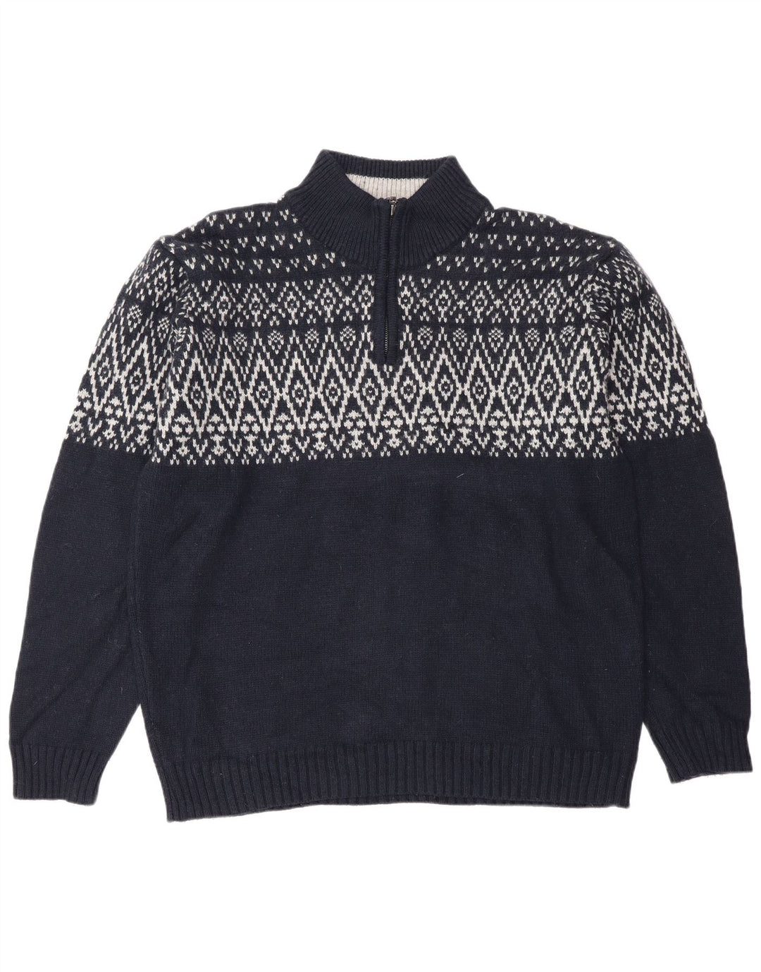 Marks & Spencer Mens Blue Harbour Zip Neck Jumper Sweater Large Navy Blue