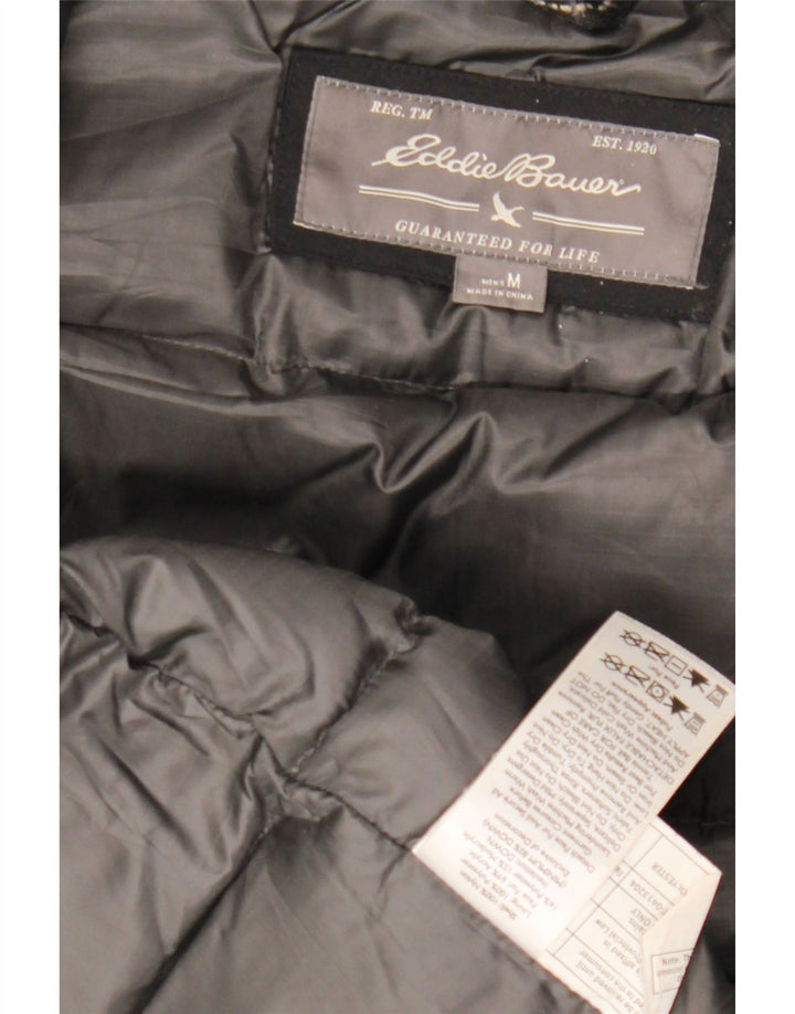 EDDIE BAUER Mens Hooded Windbreaker Jacket UK 38 Medium Black Nylon