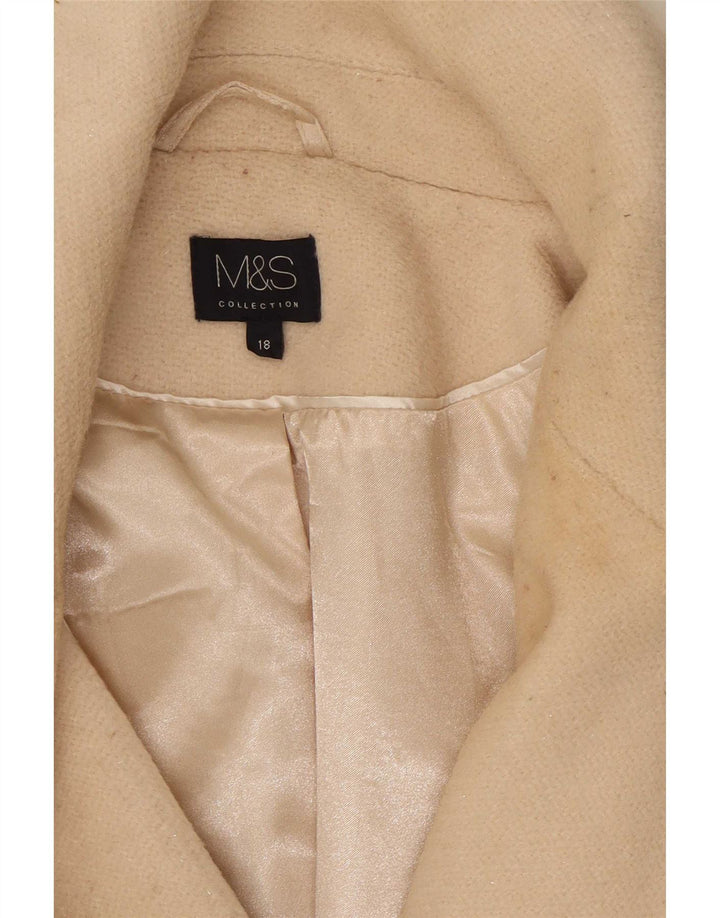 Marks & Spencer Womens Double Breasted Coat UK 18 XL Beige Polyester