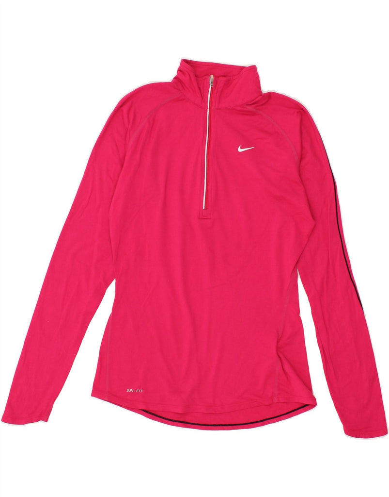 NIKE Womens Dri Fit Pullover Tracksuit Top UK 10 Small Pink Nylon | Vintage Nike | Thrift | Second-Hand Nike | Used Clothing | Messina Hembry 