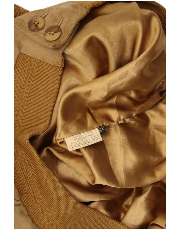 VINTAGE Mens Suede Bomber Jacket IT 52 XL Beige Leather