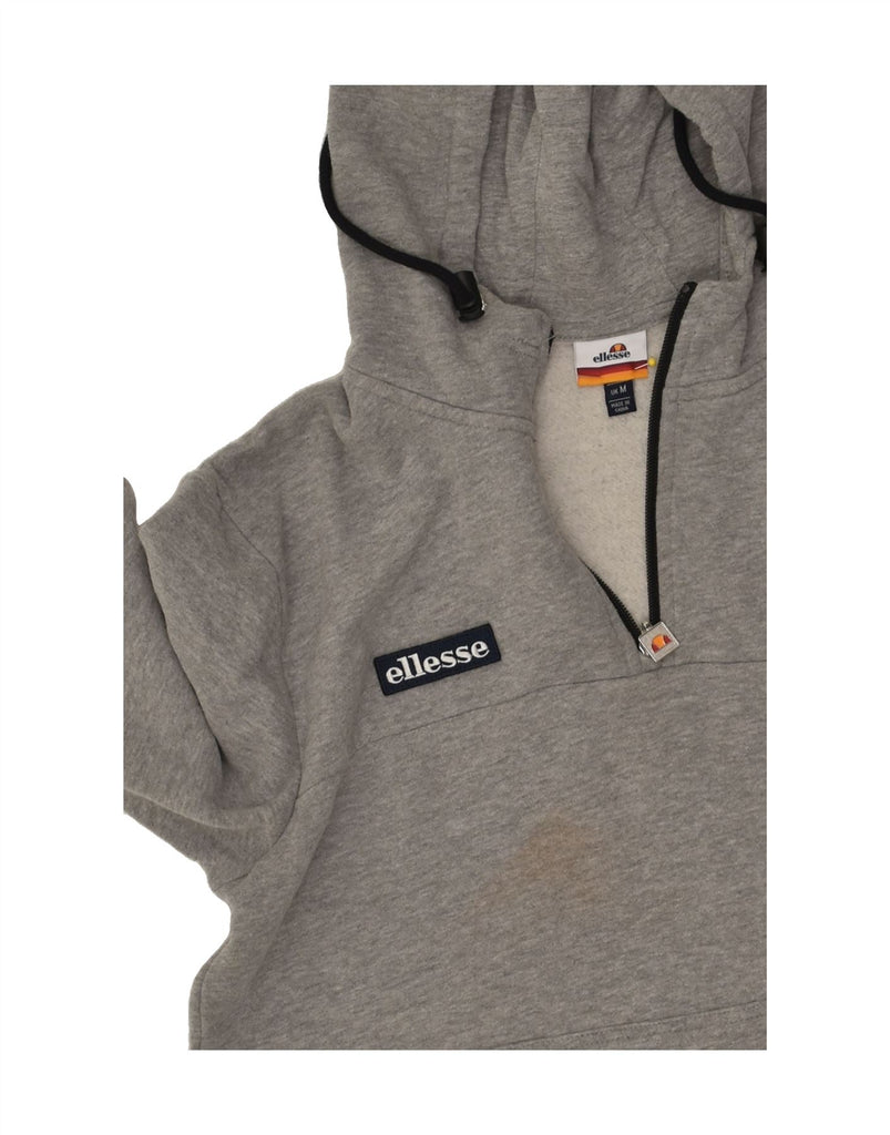 ELLESSE Mens Graphic Zip Neck Hoodie Jumper Medium Grey Cotton | Vintage Ellesse | Thrift | Second-Hand Ellesse | Used Clothing | Messina Hembry 